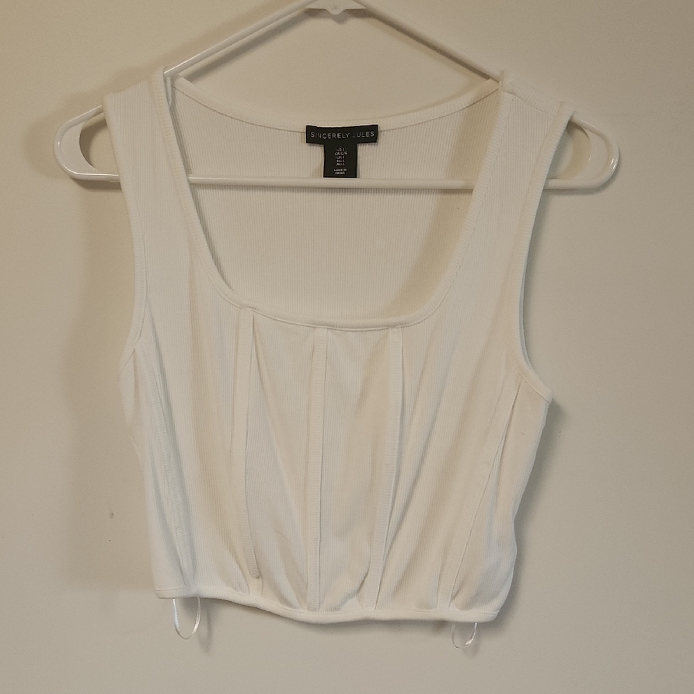 White Ribbed Tank Top by Sincerely Jules